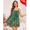Ekouaer Nightgown Sexy Lingerie for Women Nightwear Lace Chemise Sleeveless Camisole Slip Dress Babydoll Sleepwear(Green Floral)