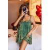 Ekouaer Nightgown Sexy Lingerie for Women Nightwear Lace Chemise Sleeveless Camisole Slip Dress Babydoll Sleepwear(Green Floral)