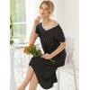 Ekouaer Nightgowns Womens Short Sleeve Sleepwear Comfy Loungewear Plus Size Night Shirt S-3XL(A-black)