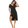 Ekouaer Nightgowns Womens Short Sleeve Sleepwear Comfy Loungewear Plus Size Night Shirt S-3XL(A-black)