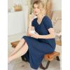 Ekouaer Nightgowns Womens Short Sleeve Sleepwear Comfy Loungewear Plus Size Night Shirt S-3XL(A-navy Blue)