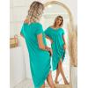 Ekouaer Nightgowns Womens Short Sleeve Sleepwear Comfy Loungewear Plus Size Night Shirt S-3XL(B-aqua Green)
