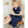 Ekouaer Nightgowns Womens Short Sleeve Sleepwear Comfy Loungewear Plus Size Night Shirt S-3XL(B-dark Blue)
