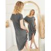 Ekouaer Nightgowns Womens Short Sleeve Sleepwear Comfy Loungewear Plus Size Night Shirt S-3XL(B-dark Gray)