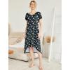 Ekouaer Nightgowns Womens Short Sleeve Sleepwear Comfy Loungewear Plus Size Night Shirt S-3XL(Blue Floral)