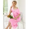 Ekouaer Nightgowns Womens Short Sleeve Sleepwear Comfy Loungewear Plus Size Night Shirt S-3XL(B-pink)