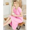 Ekouaer Nightgowns Womens Short Sleeve Sleepwear Comfy Loungewear Plus Size Night Shirt S-3XL(B-pink)