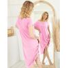Ekouaer Nightgowns Womens Short Sleeve Sleepwear Comfy Loungewear Plus Size Night Shirt S-3XL(B-pink)