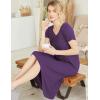 Ekouaer Nightgowns Womens Short Sleeve Sleepwear Comfy Loungewear Plus Size Night Shirt S-3XL(B-purple)