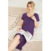 Ekouaer Nightgowns Womens Short Sleeve Sleepwear Comfy Loungewear Plus Size Night Shirt S-3XL(B-purple)