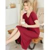 Ekouaer Nightgowns Womens Short Sleeve Sleepwear Comfy Loungewear Plus Size Night Shirt S-3XL(B-wine Red)