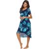 Ekouaer Nightgowns Womens Short Sleeve Sleepwear Comfy Loungewear Plus Size Night Shirt S-3XL(C-leaf-pat7)