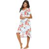 Ekouaer Nightgowns Womens Short Sleeve Sleepwear Comfy Loungewear Plus Size Night Shirt S-3XL(C-poppy Pat3)