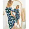 Ekouaer Nightgowns Womens Short Sleeve Sleepwear Comfy Loungewear Plus Size Night Shirt S-3XL(Dark Green Leaf)