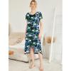 Ekouaer Nightgowns Womens Short Sleeve Sleepwear Comfy Loungewear Plus Size Night Shirt S-3XL(Dark Green Leaf)