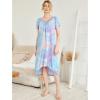 Ekouaer Nightgowns Womens Short Sleeve Sleepwear Comfy Loungewear Plus Size Night Shirt S-3XL(Tie Dye Blue Purple)