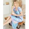 Ekouaer Nightgowns Womens Short Sleeve Sleepwear Comfy Loungewear Plus Size Night Shirt S-3XL(Tie Dye Blue Purple)