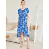 Ekouaer Nightgowns Womens Short Sleeve Sleepwear Comfy Loungewear Plus Size Night Shirt S-3XL(Tie Dye Dark Blue)