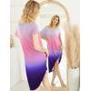Ekouaer Nightgowns Womens Short Sleeve Sleepwear Comfy Loungewear Plus Size Night Shirt S-3XL(Tie Dye White & Blue)