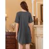 Ekouaer Nightgowns for Women 3 Pack Sleep Shirts Short Sleeve Nightshirt Pullover Nightdress Soft Sleepwear S-XXXL(Black/Dark Grey/Grey Stripes)