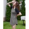Ekouaer Nightgowns for Women 3 Pack Sleep Shirts Short Sleeve Nightshirt Pullover Nightdress Soft Sleepwear S-XXXL(Navy Blue/Grey/Black Floral)