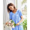 Ekouaer Nightgowns for Women Cotton Nightgown House Dress with Pockets Short Sleeve Mumu Dress Embroidered Lounge Dress(Blue Pigeon)