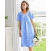 Ekouaer Nightgowns for Women Cotton Nightgown House Dress with Pockets Short Sleeve Mumu Dress Embroidered Lounge Dress(Blue Pigeon)