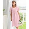 Ekouaer Nightgowns for Women Cotton Nightgown House Dress with Pockets Short Sleeve Mumu Dress Embroidered Lounge Dress(Deep Pink)