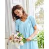 Ekouaer Nightgowns for Women Cotton Nightgown House Dress with Pockets Short Sleeve Mumu Dress Embroidered Lounge Dress(Light Blue)