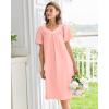 Ekouaer Nightgowns for Women Cotton Nightgown House Dress with Pockets Short Sleeve Mumu Dress Embroidered Lounge Dress(Light Pink)