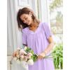 Ekouaer Nightgowns for Women Cotton Nightgown House Dress with Pockets Short Sleeve Mumu Dress Embroidered Lounge Dress(Light Purple)
