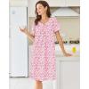 Ekouaer Nightgowns for Women Cotton Nightgown House Dress with Pockets Short Sleeve Mumu Dress Embroidered Lounge Dress(Pink Floral)