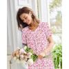 Ekouaer Nightgowns for Women Cotton Nightgown House Dress with Pockets Short Sleeve Mumu Dress Embroidered Lounge Dress(Pink Floral)