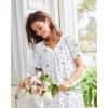 Ekouaer Nightgowns for Women Cotton Nightgown House Dress with Pockets Short Sleeve Mumu Dress Embroidered Lounge Dress(Purple Floral)