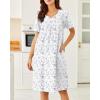 Ekouaer Nightgowns for Women Cotton Nightgown House Dress with Pockets Short Sleeve Mumu Dress Embroidered Lounge Dress(Purple Floral)