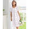Ekouaer Nightgowns for Women Cotton Nightgown House Dress with Pockets Short Sleeve Mumu Dress Embroidered Lounge Dress(White Floral)
