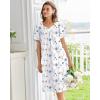 Ekouaer Nightgowns for Women Cotton Nightgown House Dress with Pockets Short Sleeve Mumu Dress Embroidered Lounge Dress(White Flowers)