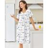 Ekouaer Nightgowns for Women Cotton Nightgown House Dress with Pockets Short Sleeve Mumu Dress Embroidered Lounge Dress(White Flowers)