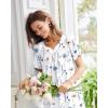 Ekouaer Nightgowns for Women Cotton Nightgown House Dress with Pockets Short Sleeve Mumu Dress Embroidered Lounge Dress(White Flowers)