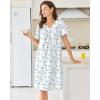 Ekouaer Nightgowns for Women Cotton Nightgown House Dress with Pockets Short Sleeve Mumu Dress Embroidered Lounge Dress(White Water Painting)