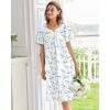 Ekouaer Nightgowns for Women Cotton Nightgown House Dress with Pockets Short Sleeve Mumu Dress Embroidered Lounge Dress(White Water Painting)