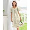 Ekouaer Nightgowns for Women Cotton Nightgown House Dress with Pockets Short Sleeve Mumu Dress Embroidered Lounge Dress(Yellow Floral)