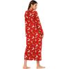 Ekouaer Nightgowns for Women Cotton Nightgown Long Sleeve Hooded Night Gown Contrast Color Full Length Loungewear with Pocket(Red Christmas Deer)