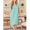 Ekouaer Nightgowns for Women Short Sleeve House Dress with Pockets Soft Moomoo Pleated Mumu Dresses V Neck Sleepwear(Green Flower)
