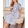 Ekouaer Nightgowns for Women Short Sleeve House Dress with Pockets Soft Moomoo Pleated Mumu Dresses V Neck Sleepwear(Grey Floral)