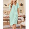 Ekouaer Nightgowns for Women Short Sleeve House Dress with Pockets Soft Moomoo Pleated Mumu Dresses V Neck Sleepwear(Light Green)