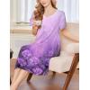 Ekouaer Nightgowns for Women Short Sleeve House Dress with Pockets Soft Moomoo Pleated Mumu Dresses V Neck Sleepwear(Light Purple Flower)