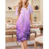 Ekouaer Nightgowns for Women Short Sleeve House Dress with Pockets Soft Moomoo Pleated Mumu Dresses V Neck Sleepwear(Light Purple Flower)