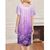 Ekouaer Nightgowns for Women Short Sleeve House Dress with Pockets Soft Moomoo Pleated Mumu Dresses V Neck Sleepwear(Light Purple Flower)