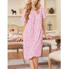 Ekouaer Nightgowns for Women Short Sleeve House Dress with Pockets Soft Moomoo Pleated Mumu Dresses V Neck Sleepwear(Pink Floral)